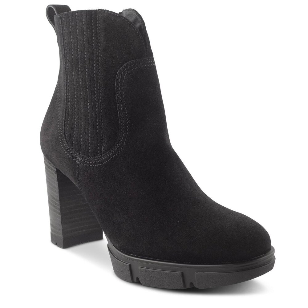 Paul Green Black Suede Oakley Italian Leather Heel Ankle Boot $449 Size 7.5 NEW!